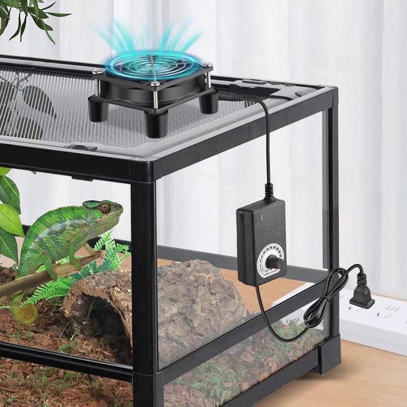 PGSA2Z 80mm Dual Ball Bearing Cooling Fan with Speed Controller, 12V DC Adjustable Quiet Fan for PC Case, Router, Cabinet, Modem, Reptile Tank and Electronics Cooling - Image 3