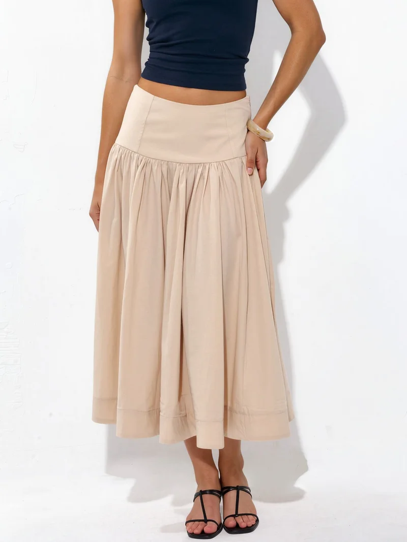 بوسيم BUSEM High-Waist A-Line Midi Skirt