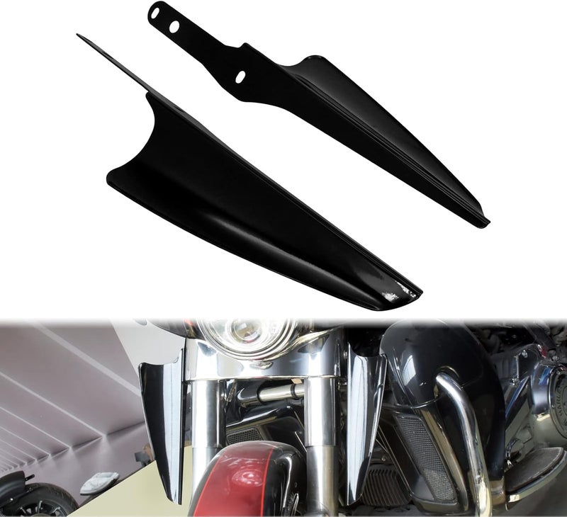 CARGLETRUE Front Fork Mount Wind Deflectors for Harley Road King, Street Glide, Electra Glide (1995-2023) - Black - Image 2