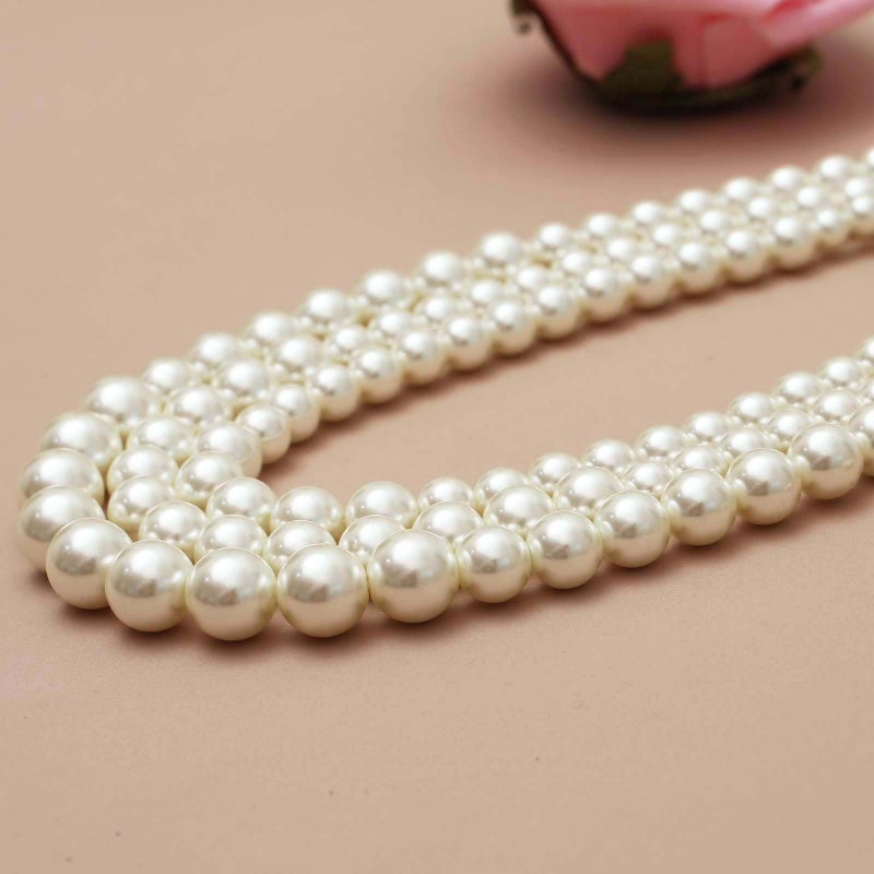 S SUSANN Costume Layered Gold Pearl Necklace Choker Chunky Glass Statement Necklace and Earring, good gift for women Faux pearl necklace (Pearl collar necklace) - Image 5