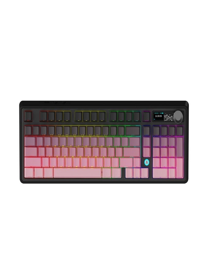 NACODEX Ajazz AK980 Pink Gaming Machanical Keyboard Gift Switch Full Size RGB Gasket Mount Triple Modes Custom Keyboard with Five Layer Pad | Knob Control - Image 1