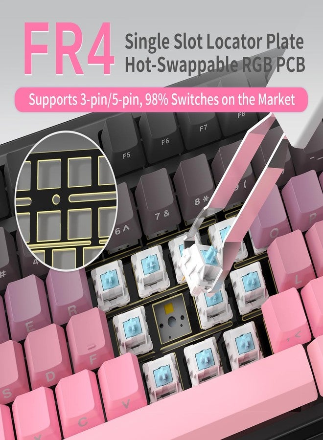 NACODEX Ajazz AK980 Pink Gaming Machanical Keyboard Gift Switch Full Size RGB Gasket Mount Triple Modes Custom Keyboard with Five Layer Pad | Knob Control - Image 5