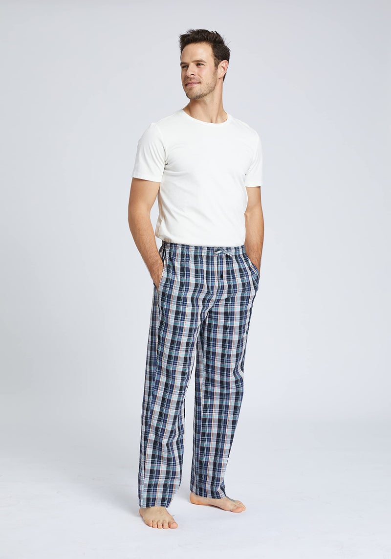 JupiterSecret Mens Pajama Pants Set Cotton Lightweight Plaid Sleep & Lounge Pants, PJ Bottoms with Pockets and Button Fly - Image 2