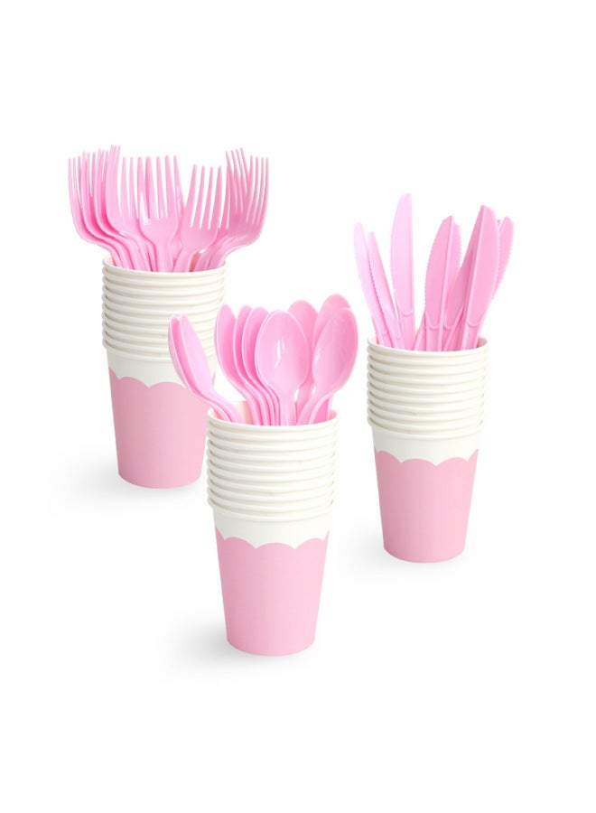 Solid Color Paper Plate Paper Cup Paper Towel Tablecloth Suit Children's Birthday Holiday Party Disposable Tableware Paper Plate Dinner Plate-Color:20 Pieces Of Light Pink Paper Towels - Image 4