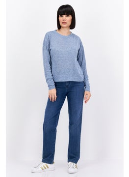 Weatherproof Women Round Neck Long Sleeve Heather Top, Blue  - Image 4