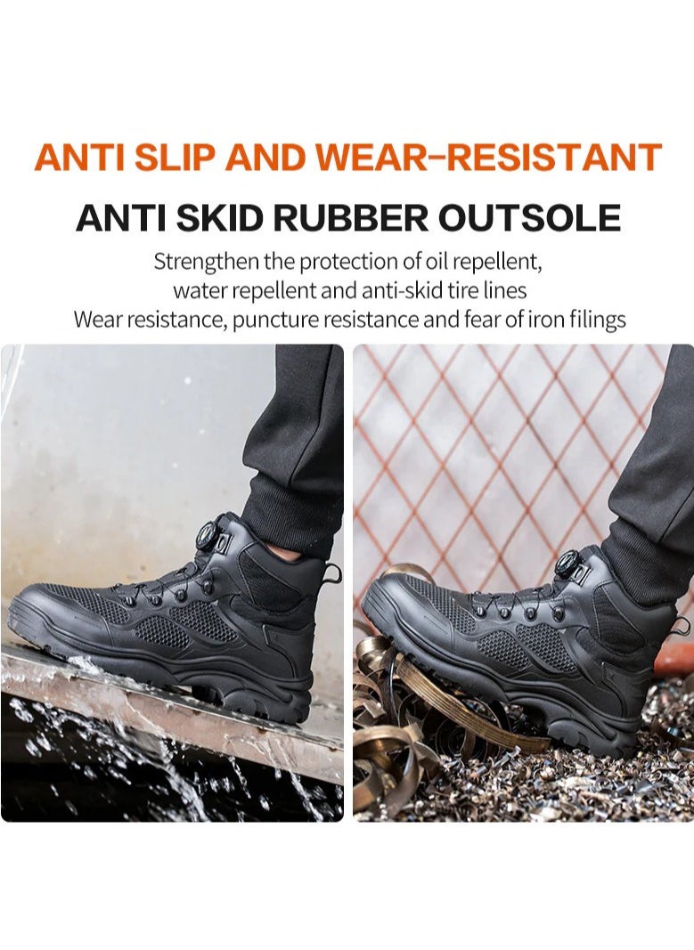Verci - Men's Leather Shoes Uniquely Designed Simple Shoes With Knobs Products Workers Wide Foot Safety Shoes Hat Mid-cut Work Boots (45 EUR) - Image 1
