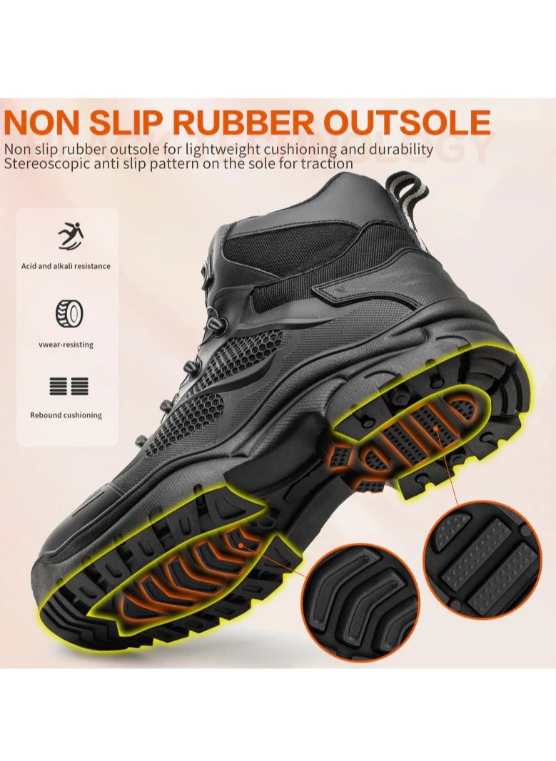 Verci - Men's Leather Shoes Uniquely Designed Simple Shoes With Knobs Products Workers Wide Foot Safety Shoes Hat Mid-cut Work Boots (45 EUR) - Image 1