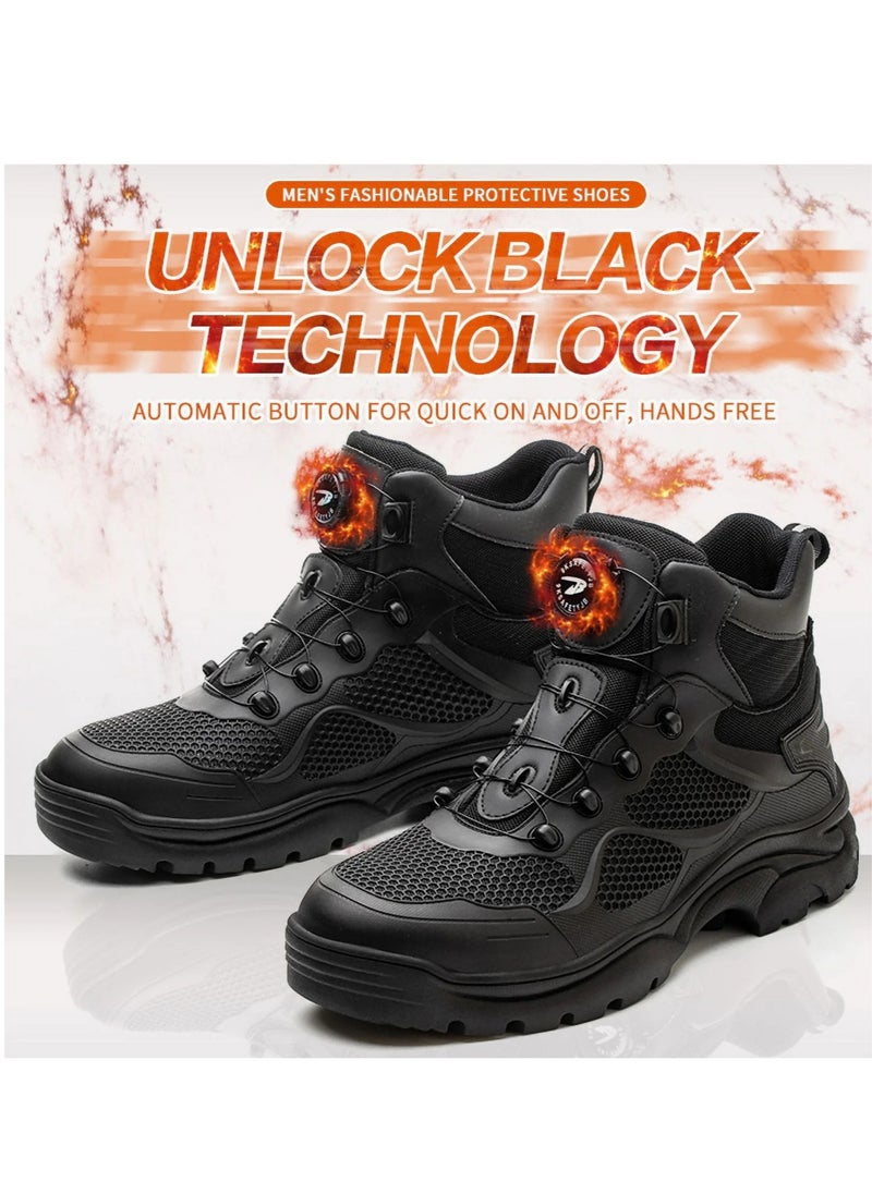 Verci - Men's Leather Shoes Uniquely Designed Simple Shoes With Knobs Products Workers Wide Foot Safety Shoes Hat Mid-cut Work Boots (45 EUR) - Image 1