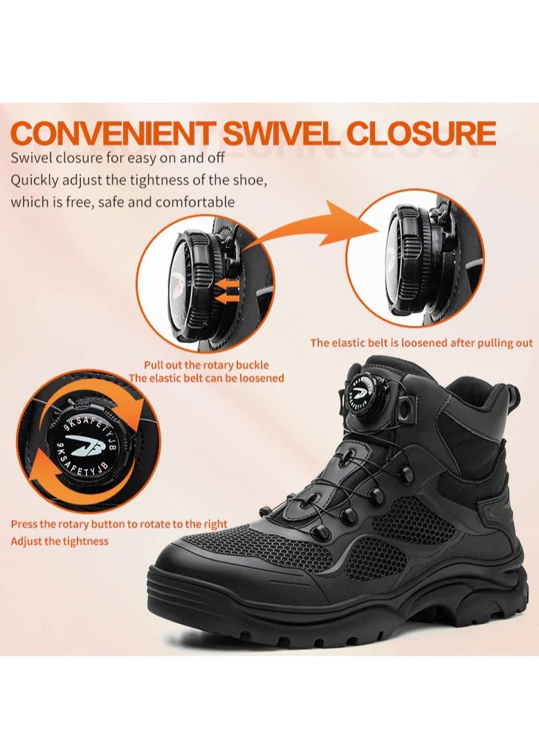 Verci - Men's Leather Shoes Uniquely Designed Simple Shoes With Knobs Products Workers Wide Foot Safety Shoes Hat Mid-cut Work Boots (45 EUR) - Image 1