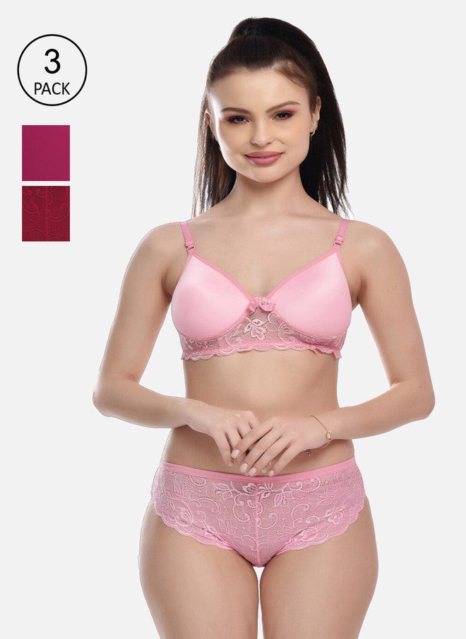 FIMS Women Pack Of 2 Solid Cotton Lace Lingerie Set - Image 1