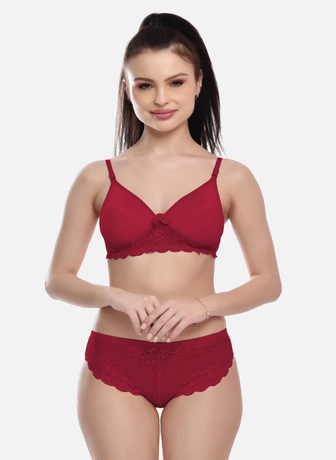 FIMS Women Pack Of 2 Solid Cotton Lace Lingerie Set - Image 2