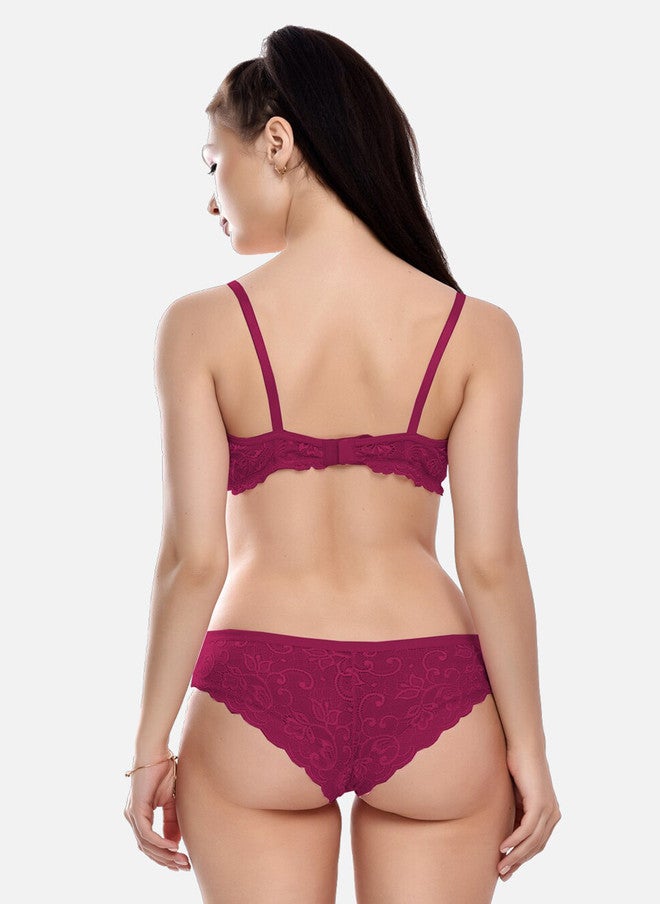 FIMS Women Pack Of 2 Solid Cotton Lace Lingerie Set - Image 5