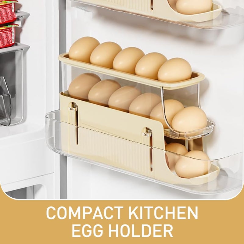 HASTHIP Kitchen Egg Holder 2Tier Rolling Egg Container Dispenser for Refrigerator Space Saving Countertop Egg Holder Auto Rolling Egg Dispenser Detachable Design Easy to Refill 28x85x15cm - Image 2