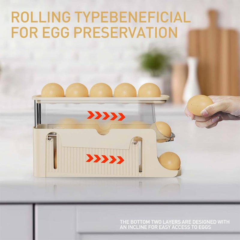 HASTHIP Kitchen Egg Holder 2Tier Rolling Egg Container Dispenser for Refrigerator Space Saving Countertop Egg Holder Auto Rolling Egg Dispenser Detachable Design Easy to Refill 28x85x15cm - Image 5