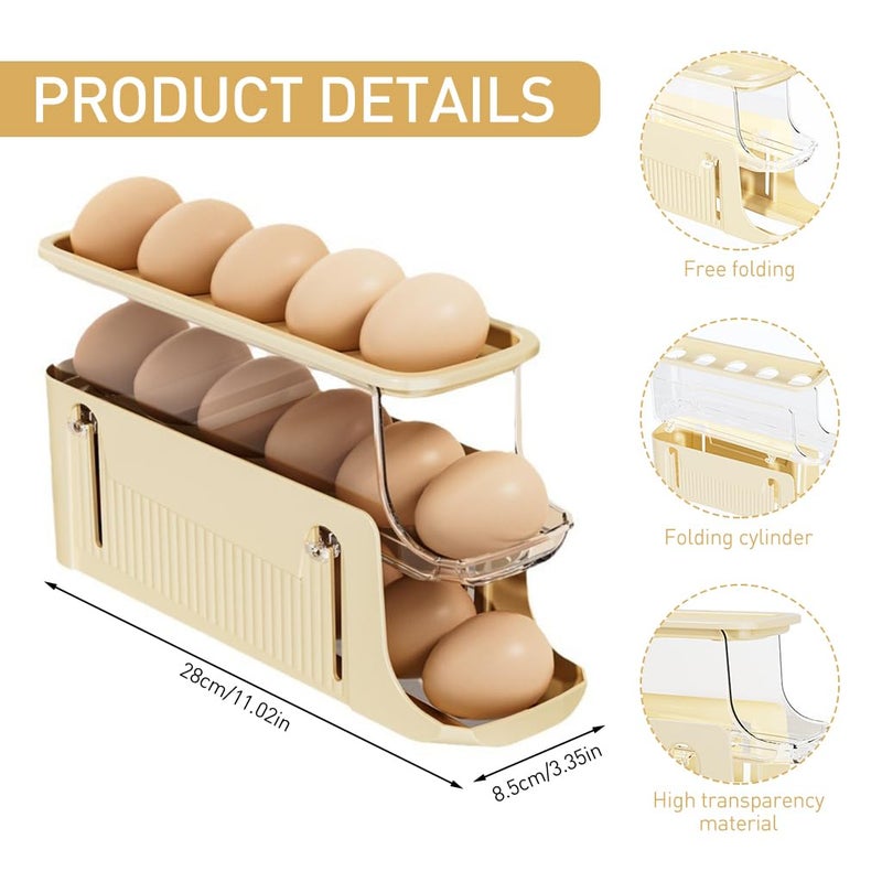 HASTHIP Kitchen Egg Holder 2Tier Rolling Egg Container Dispenser for Refrigerator Space Saving Countertop Egg Holder Auto Rolling Egg Dispenser Detachable Design Easy to Refill 28x85x15cm - Image 4