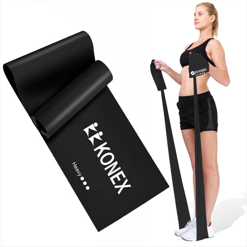 KONEX Natural Latex Resistance Thera Band | Durable & Stretchable | Ideal for Yoga, Pilates, Full Body Workout, Muscle Toning, Weight Training, Stretching & Body Conditioning (Black, 13.5-16 Kg) - Image 1