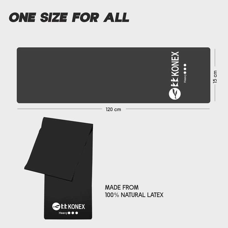 KONEX Natural Latex Resistance Thera Band | Durable & Stretchable | Ideal for Yoga, Pilates, Full Body Workout, Muscle Toning, Weight Training, Stretching & Body Conditioning (Black, 13.5-16 Kg) - Image 2