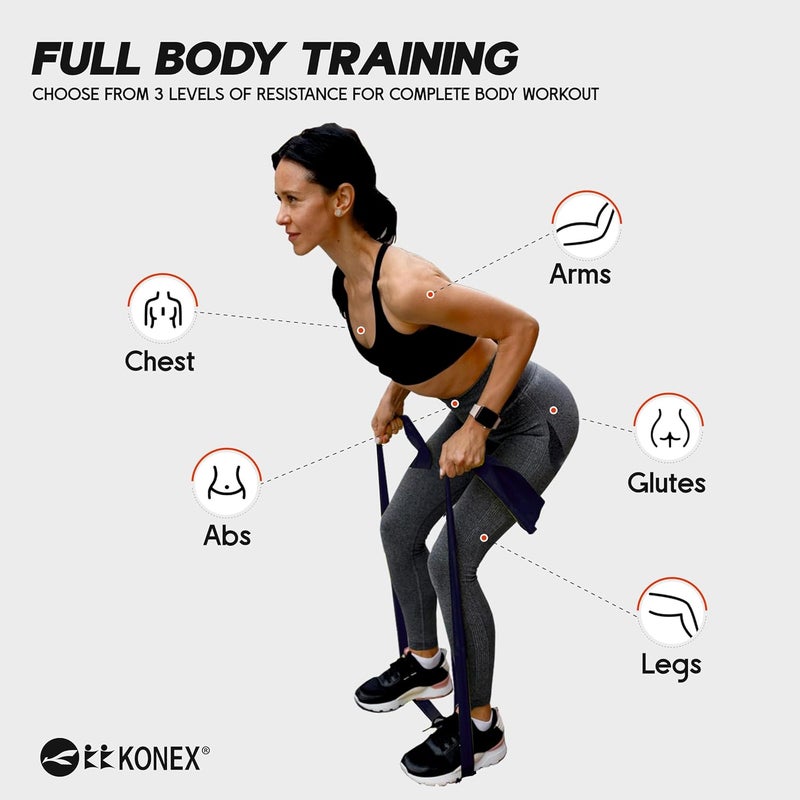 KONEX Natural Latex Resistance Thera Band | Durable & Stretchable | Ideal for Yoga, Pilates, Full Body Workout, Muscle Toning, Weight Training, Stretching & Body Conditioning (Black, 13.5-16 Kg) - Image 4