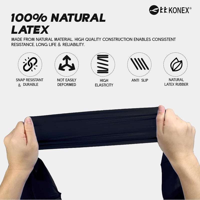 KONEX Natural Latex Resistance Thera Band | Durable & Stretchable | Ideal for Yoga, Pilates, Full Body Workout, Muscle Toning, Weight Training, Stretching & Body Conditioning (Black, 13.5-16 Kg) - Image 3