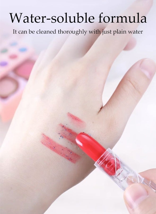 DUNISO Kids Makeup Kit for Girls Washable Cosmetic Makeup Kit Children Princess Pretend Play Games Toys Presents with Portable Makeup Box Girls Princess Dress Up Play Make Up Toys for Kid Birthday Gifts - Image 4