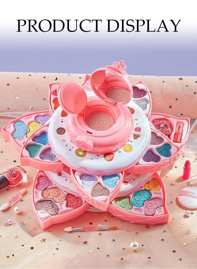 DUNISO Kids Makeup Kit for Girls Washable Cosmetic Makeup Kit Children Princess Pretend Play Games Toys Presents with Portable Makeup Box Girls Princess Dress Up Play Make Up Toys for Kid Birthday Gifts - Image 2