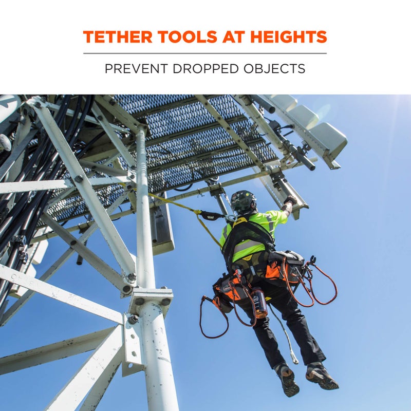 Ergodyne Squids 3100 Tool Lanyard with Single Carabiner and Adjustable Loop End, Standard Length, Lime - Image 2