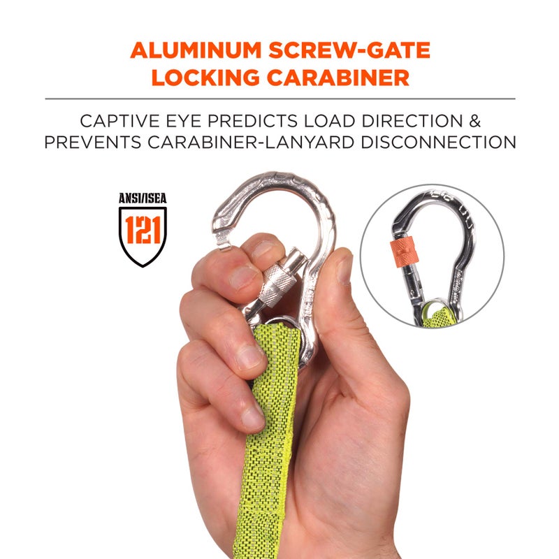 Ergodyne Squids 3100 Tool Lanyard with Single Carabiner and Adjustable Loop End, Standard Length, Lime - Image 5