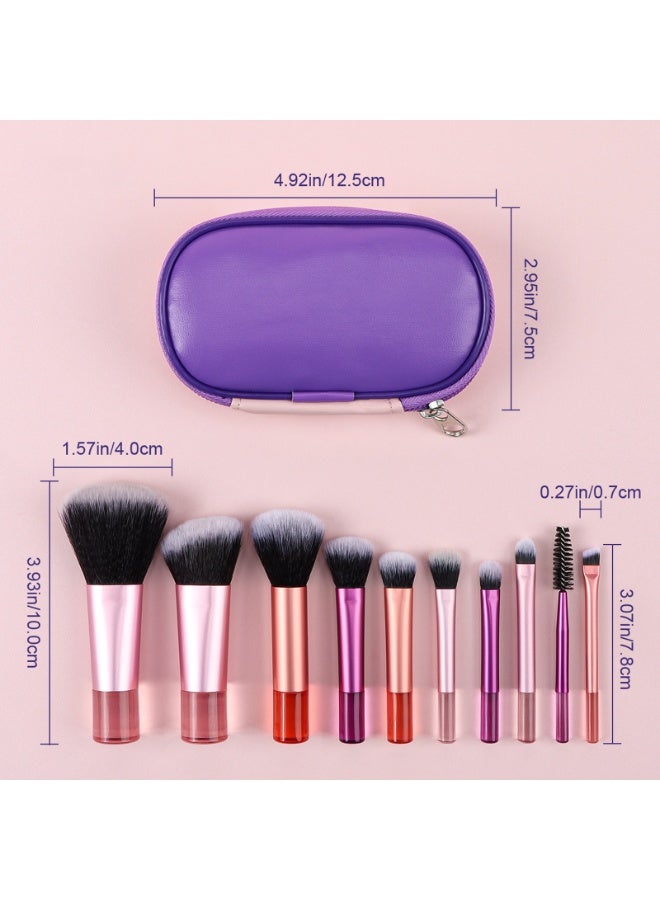 Generic 10CPS Mini Travel Makeup Brushes with Brush Pouch Portable Small Makeup Brush Easy-taken Full Complete Function Cosmetic Brushes  - Image 5