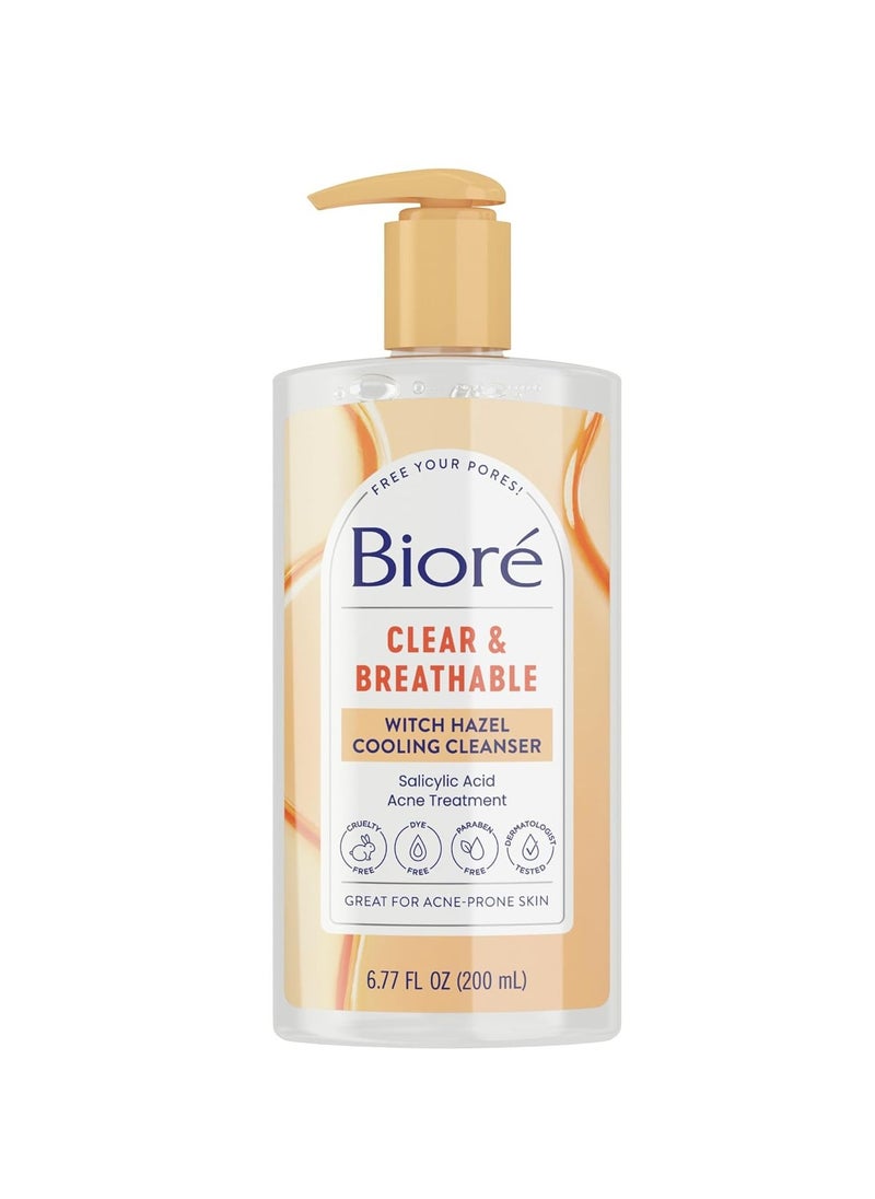 Biore Biore Clear & Breathable Cooling Cleanser with Witch Hazel, Acne Treatment for Face, Face Scrub for Oily Skin, Salicylic Acid Cleanser, 6.77 Oz  - Image 1
