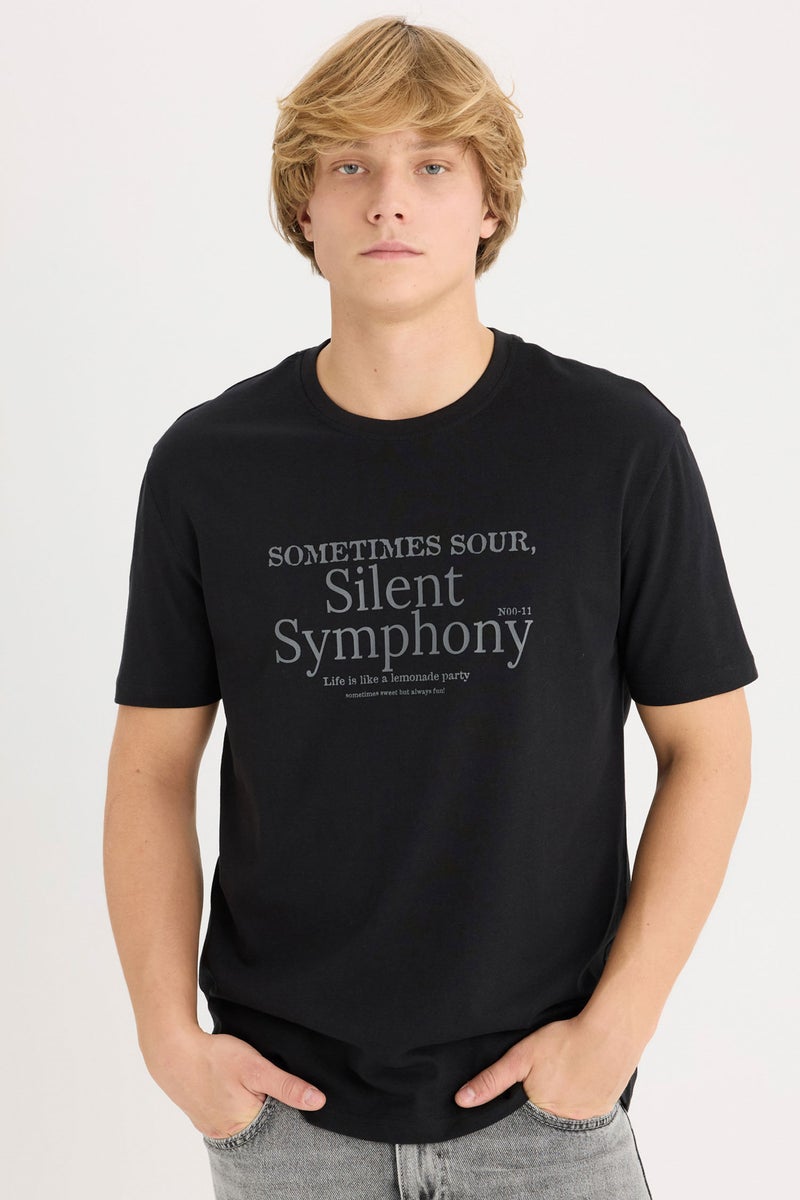 DeFacto Black Man Regular Fit Crew Neck T Casual - Image 1