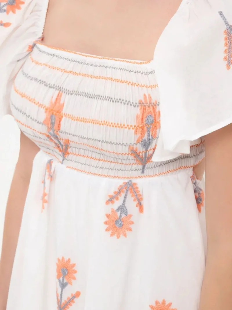 HICCUP Floral Mini Dress with Bell Sleeves and Square Neck