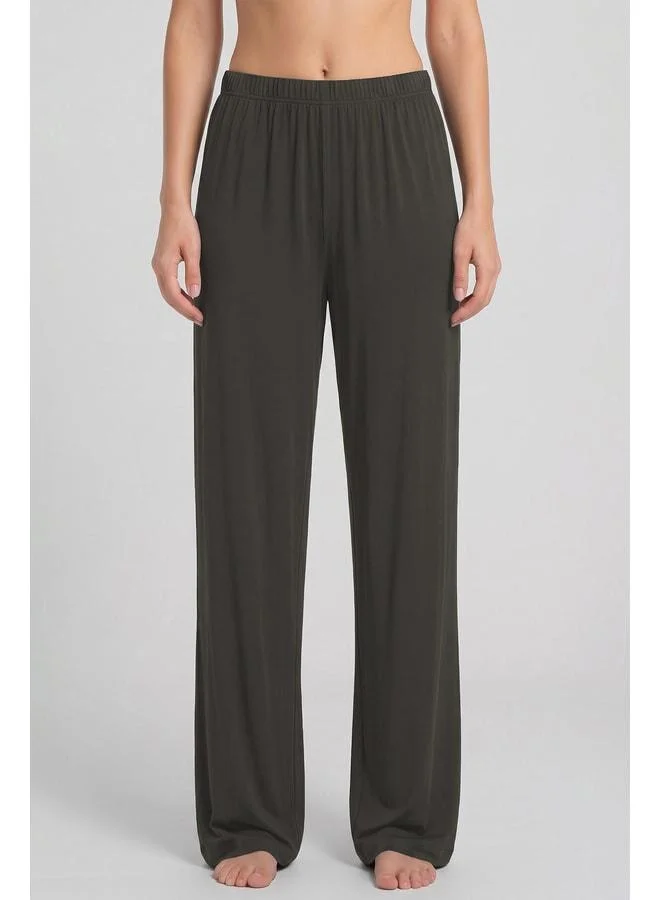 Aytuğ Egyptian Women's Viscose Straight Cut Bottom Pajama Gray Khaki