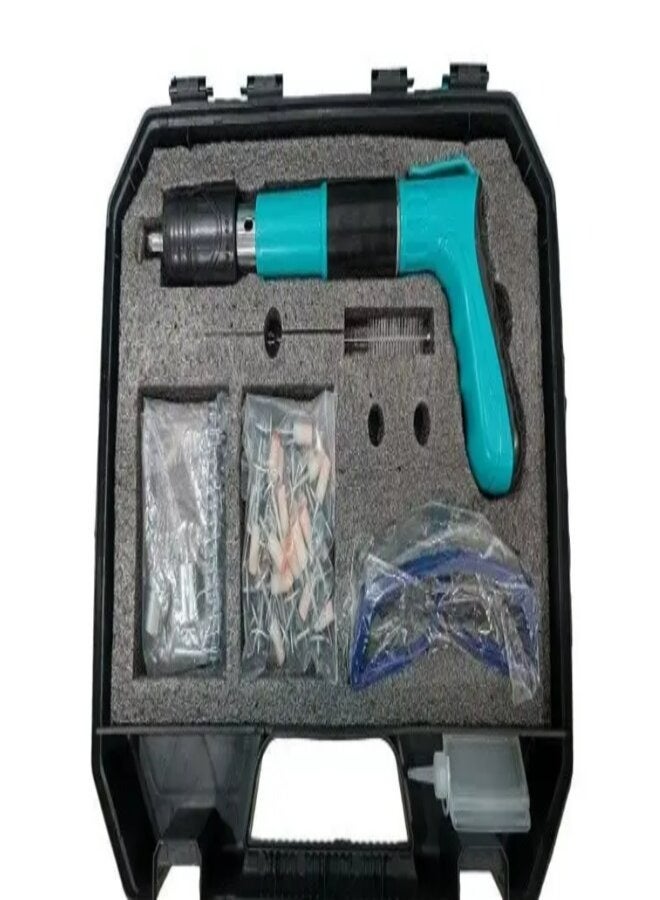 Concrete Nail Gun Kits with 50pcs Nails, 5 Speed Adjustable Manual Steel Nail Gun Tool, Wall Fastening Power Tool, Portable Nail Shooting Machine, Wall Anchor Wire Slotting Device Multicolour Box - Image 1