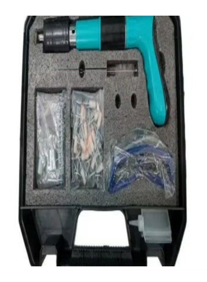 Concrete Nail Gun Kits with 50pcs Nails, 5 Speed Adjustable Manual Steel Nail Gun Tool, Wall Fastening Power Tool, Portable Nail Shooting Machine, Wall Anchor Wire Slotting Device Multicolour Box - Image 1