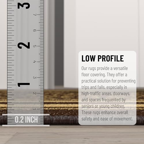 Ottomanson Hallway Runner Rug 20" x 59" Non Slip Border Area Rugs Easy to Clean Laundry Rug Runner Durable & Pet Friendly Floor Carpet Runners for Hallways Entryway Living Room Kitchen, Brown - Image 4