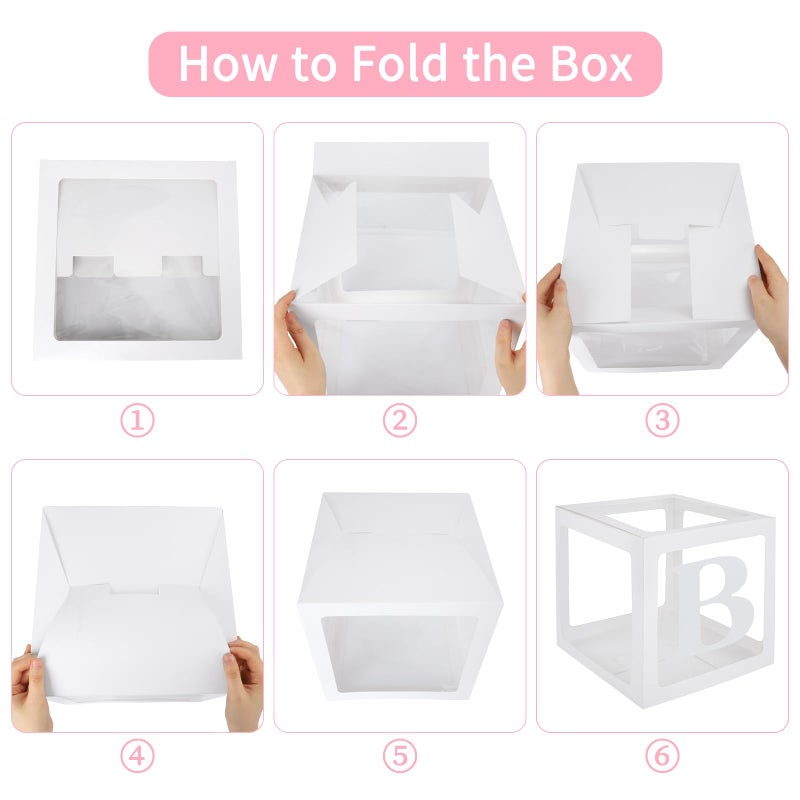RUBFAC Baby Boxes for Baby Shower Decoration with 8 Letters and 36 Balloons 4pcs Clear Balloon Boxes BABY Blocks for Girls Birthday Party Decorations(Pink) - Image 4