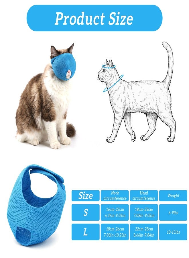 Quilax 3pcs Cat Muzzles for Grooming Set, Adjustable Breathable Cat Muzzle for Bathing, Safe Handling of Cats(Blue, Pink) - Image 2