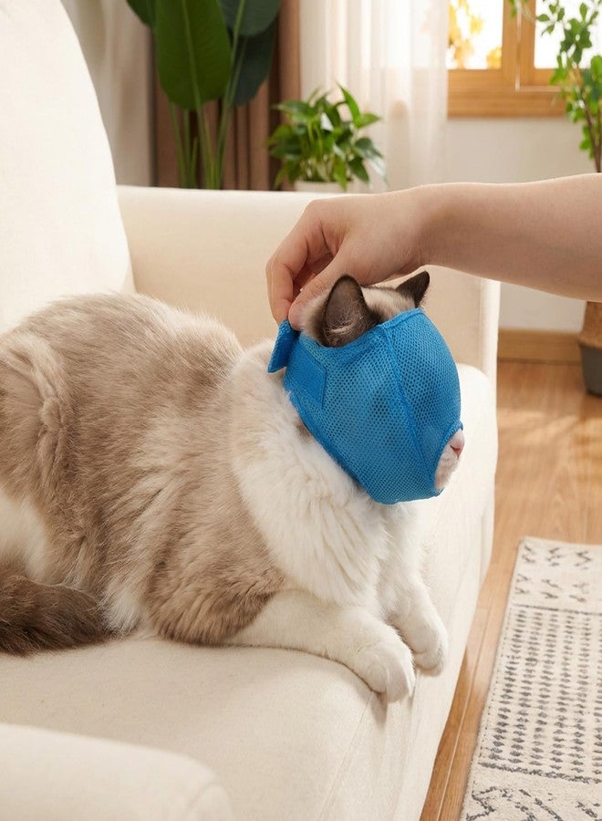 Quilax 3pcs Cat Muzzles for Grooming Set, Adjustable Breathable Cat Muzzle for Bathing, Safe Handling of Cats(Blue, Pink) - Image 4