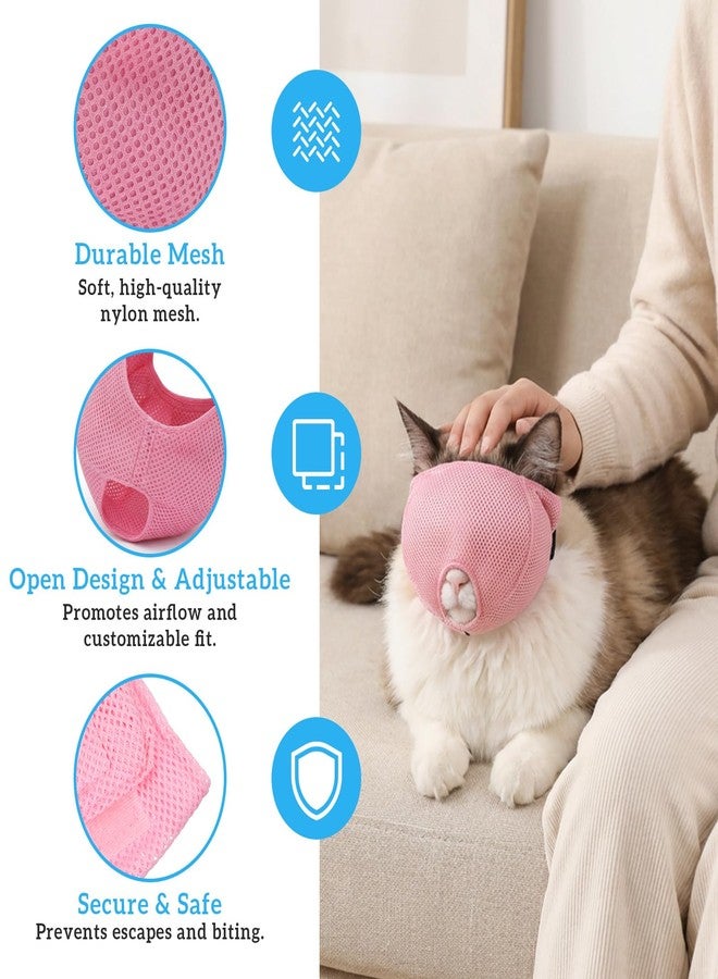 Quilax 3pcs Cat Muzzles for Grooming Set, Adjustable Breathable Cat Muzzle for Bathing, Safe Handling of Cats(Blue, Pink) - Image 3