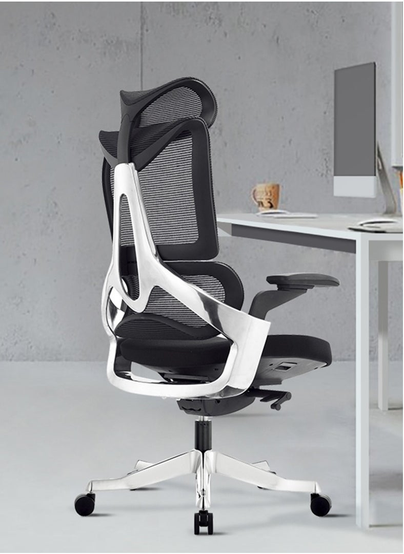 SkyLand - Premium Office Chair - Ergonomic Dynamic Backrest, Synchro Reclining, High-Back, Lumbar Support, Breathable Mesh - Adjustable Headrest, Seat Depth, Soft 4D Armrests - Aluminum Frame - Image 1