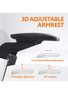 SkyLand Premium Office Chair - Ergonomic Dynamic Backrest, Synchro Reclining, High-Back, Lumbar Support, Breathable Mesh - Adjustable Headrest, Seat Depth, Soft 4D Armrests - Aluminum Frame  - Image 4