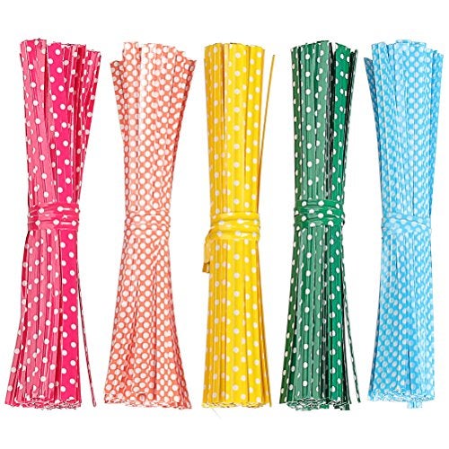 Pengxiaomei 500 Pcs 4 Inch Bag Twist Ties, Colorful Metallic Bread Ties Wire for Easter Candy Cake Cookies Chocolate Snack Gift Bags Decoration - Image 1