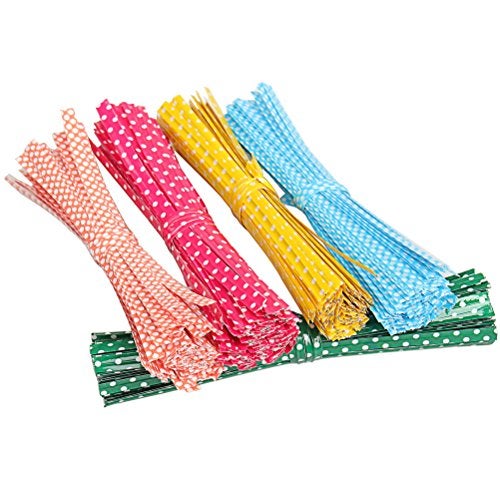 Pengxiaomei 500 Pcs 4 Inch Bag Twist Ties, Colorful Metallic Bread Ties Wire for Easter Candy Cake Cookies Chocolate Snack Gift Bags Decoration - Image 4