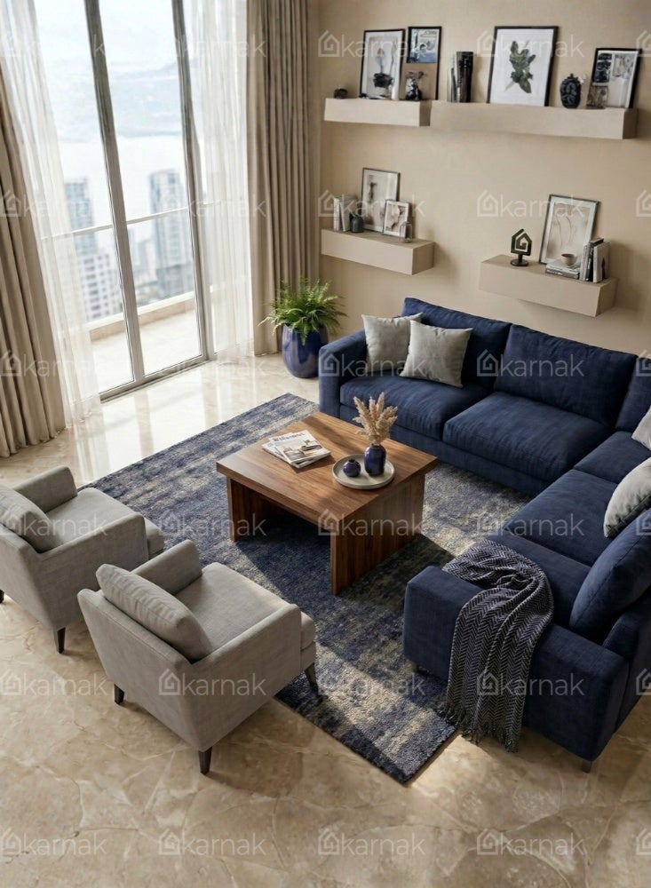 Karnak Modern Haven Coffee Table | Concrete Coffee Table | MDF Compact Sturdy Table | Square Coffee Tables for  Home Office & Living Room Furniture - Image 3