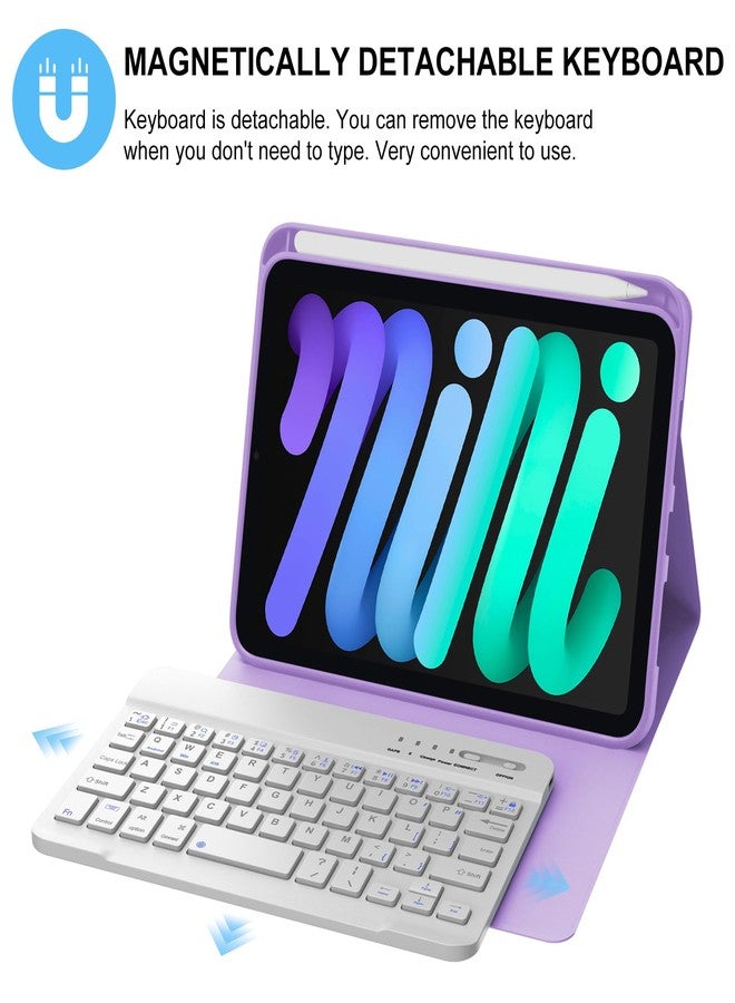 BORIYUAN iPad mini Keyboard Case, Detachable Wireless Bluetooth Keyboard Slim Folio Smart Cover for Apple iPad mini 5 2019/iPad Mini 1 2 3 4 - Purple - Image 4