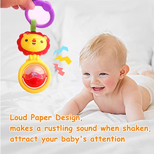 YUNLOVXEE Baby Toys, Cartoon Animal Hanging Rattle Toys, Handbells Baby Rattles, Baby Bed Crib Car Seat Travel Stroller Toys for Infant, Best Birthday Gift for Newborn, 4 Pack - Image 3