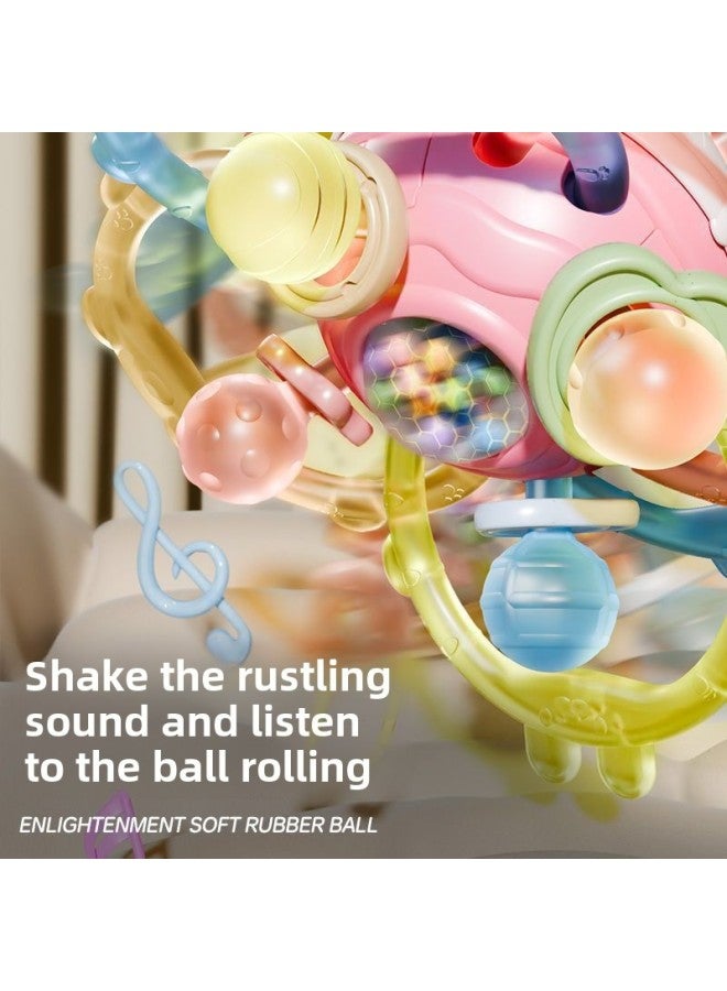 Manhattan Baby Hand Grab Ball Baby Grasp Training Can Bite Tooth Glue Rattle March-June Calming Toy-Color:【interstellar Pink】 Manhattan Hand Ball Gift Box - Image 4