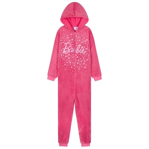 Barbie Girls One Piece Pajamas with Hood Kids Fleece Pajamas Gifts for Girls Teens Pink 56 Years - Image 1