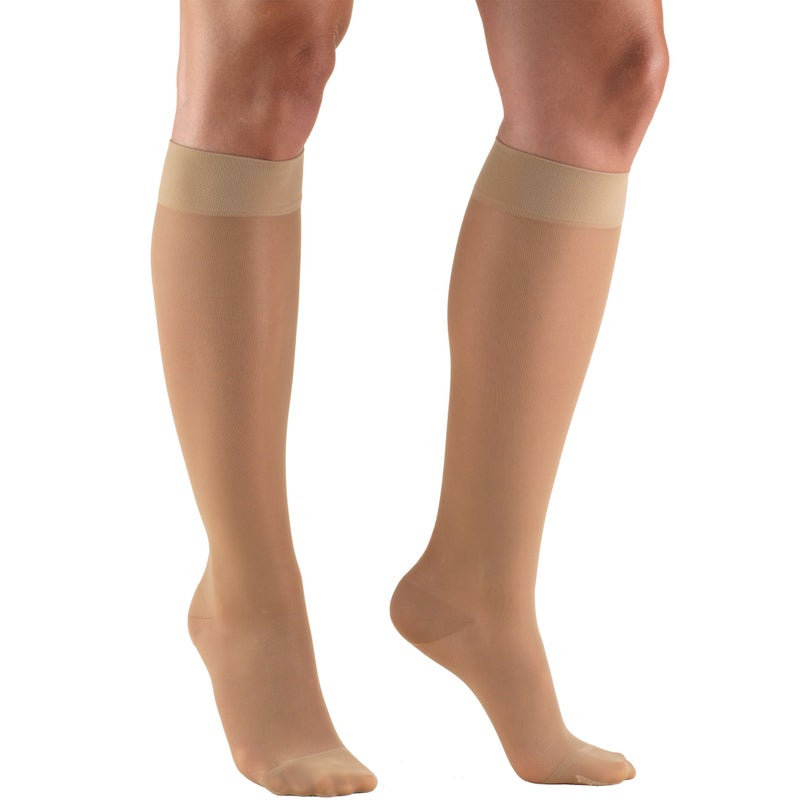 Truform Truform Sheer Compression Stockings 1520 mmHg Womens Knee High Length 20 Denier Light Beige Medium