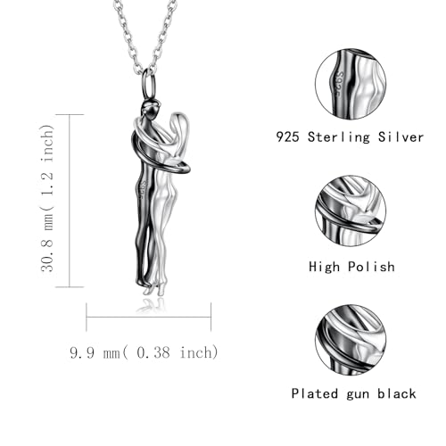 Sariel Hug Necklace for Women Wife Girlfriend 925 Sterling Silver Man and Woman Hugging Necklace Couples Jewelry (Black) - Image 5